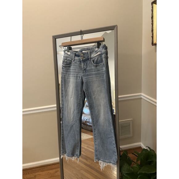 BKE Payton Straight Jeans Womens 27x27 Blue Universal Fit High Rise Distressed - Picture 2 of 7